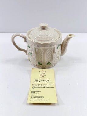 Belleek Everyday Castle Teapot Pot Shamrock Ireland Dishwasher Microwave Safe